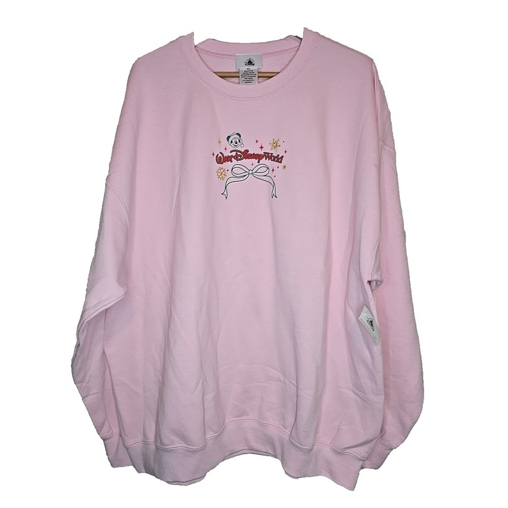 2025 Walt Disney World Pink Bow Sweetest‎ Time Of The Year Holiday Sweatshirt XL